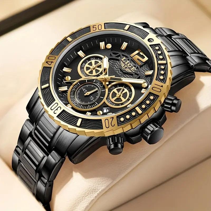 Luxusní hodinky Lige Vintage Golden-Black