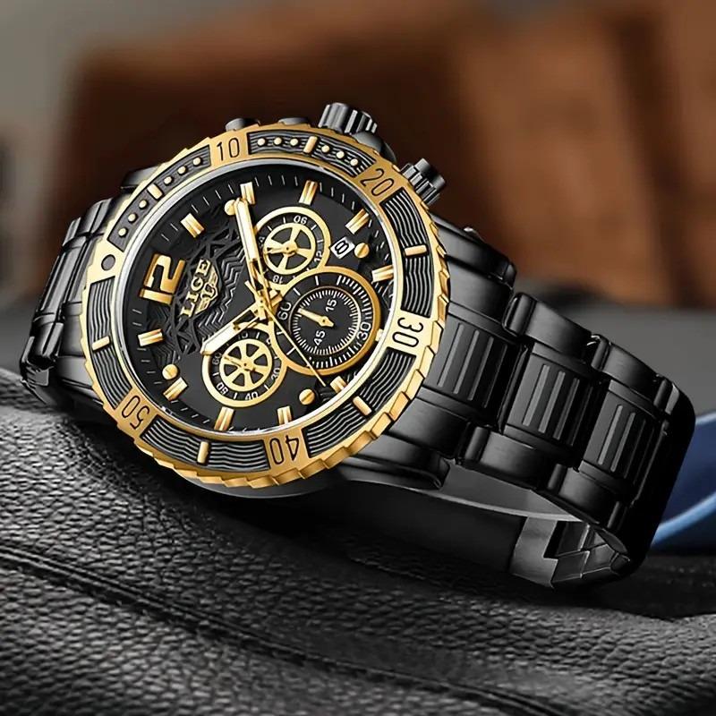 Luxusní hodinky Lige Vintage Golden-Black