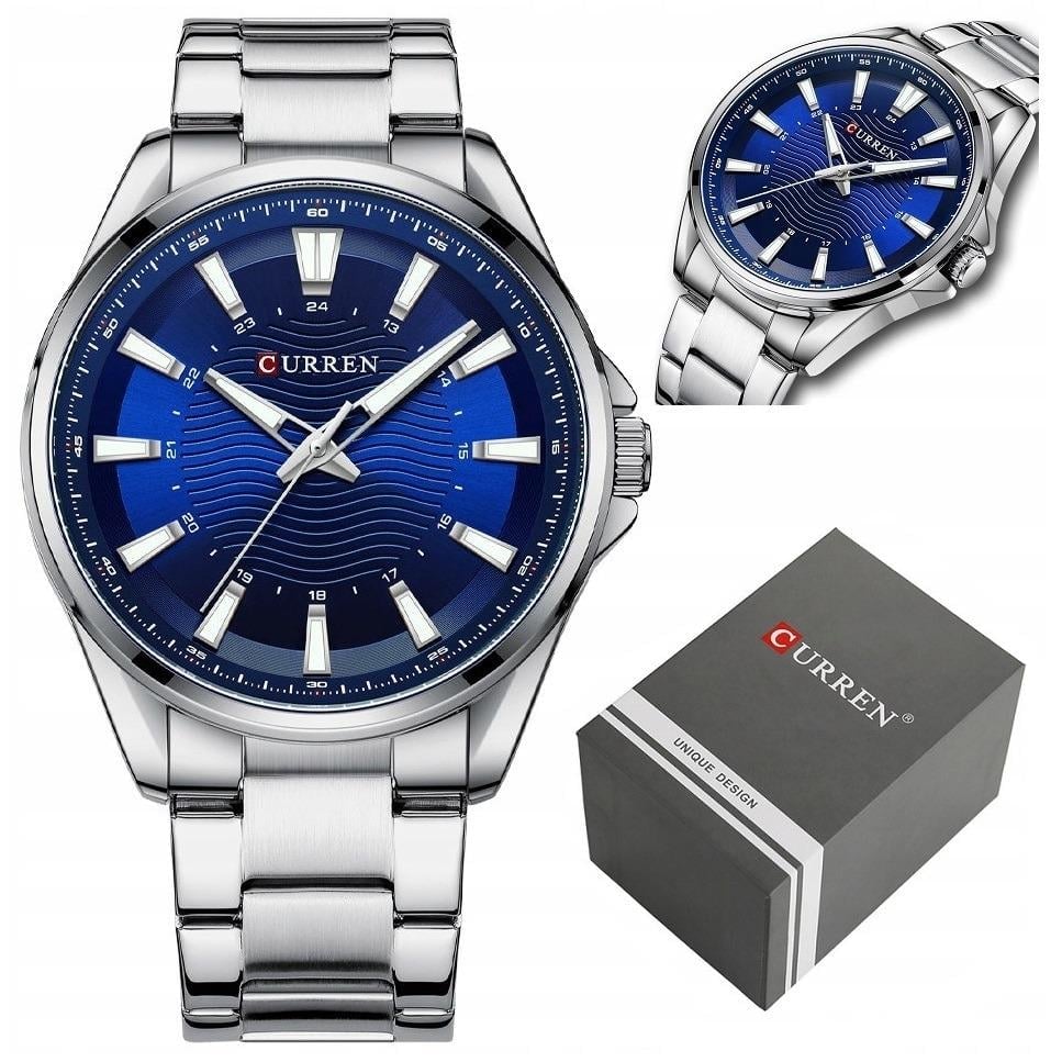 PÁNSKÉ HODINKY CURREN BERNARD klasický náramek SILVER-BLUE