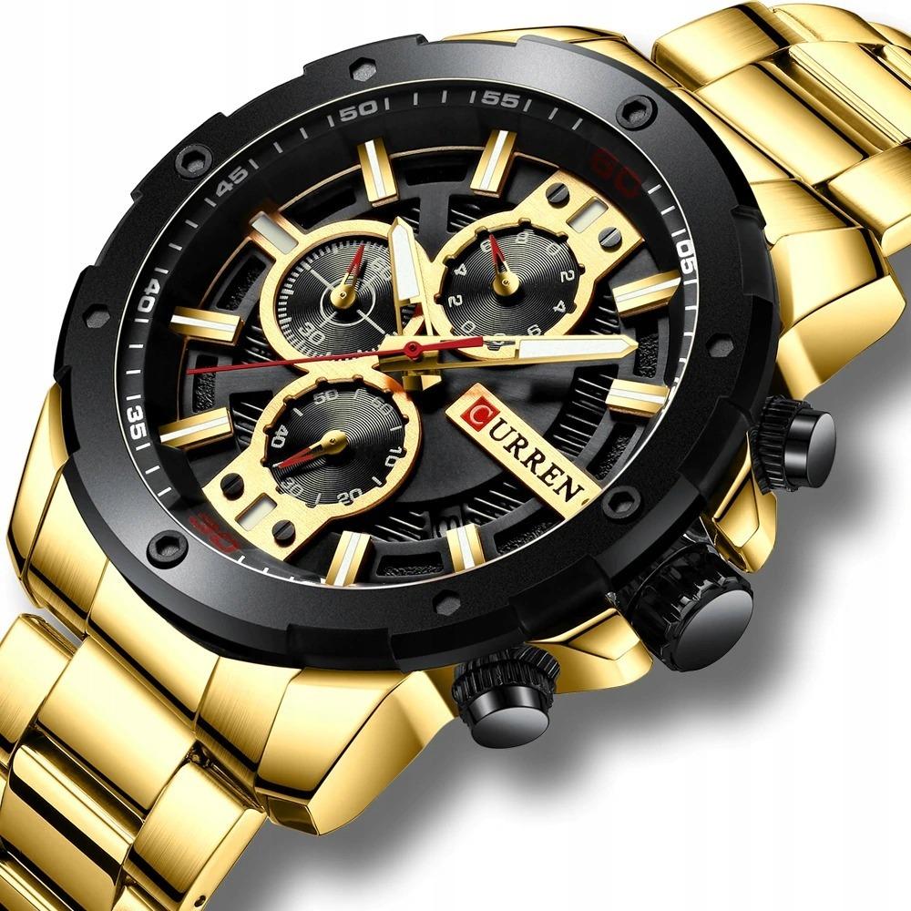 PÁNSKÉ HODINKY CURREN KLASICKÝ CHRONOGRAF - Sportovní, Zlaté