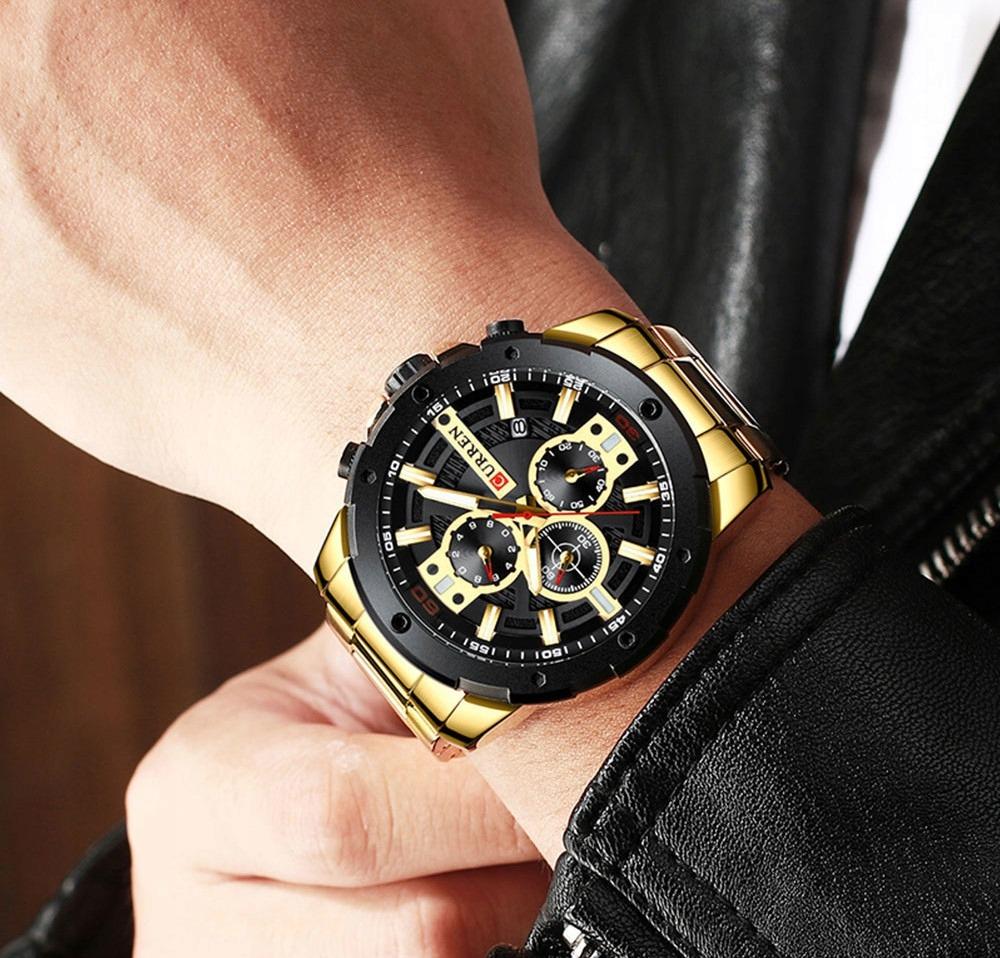 PÁNSKÉ HODINKY CURREN KLASICKÝ CHRONOGRAF - Sportovní, Zlaté